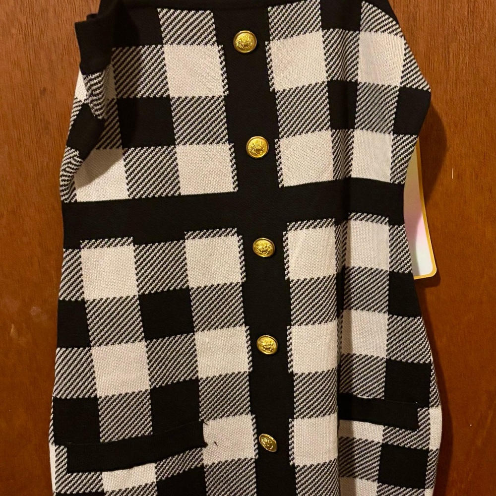Stylish Black and White Checkered Mini Dress